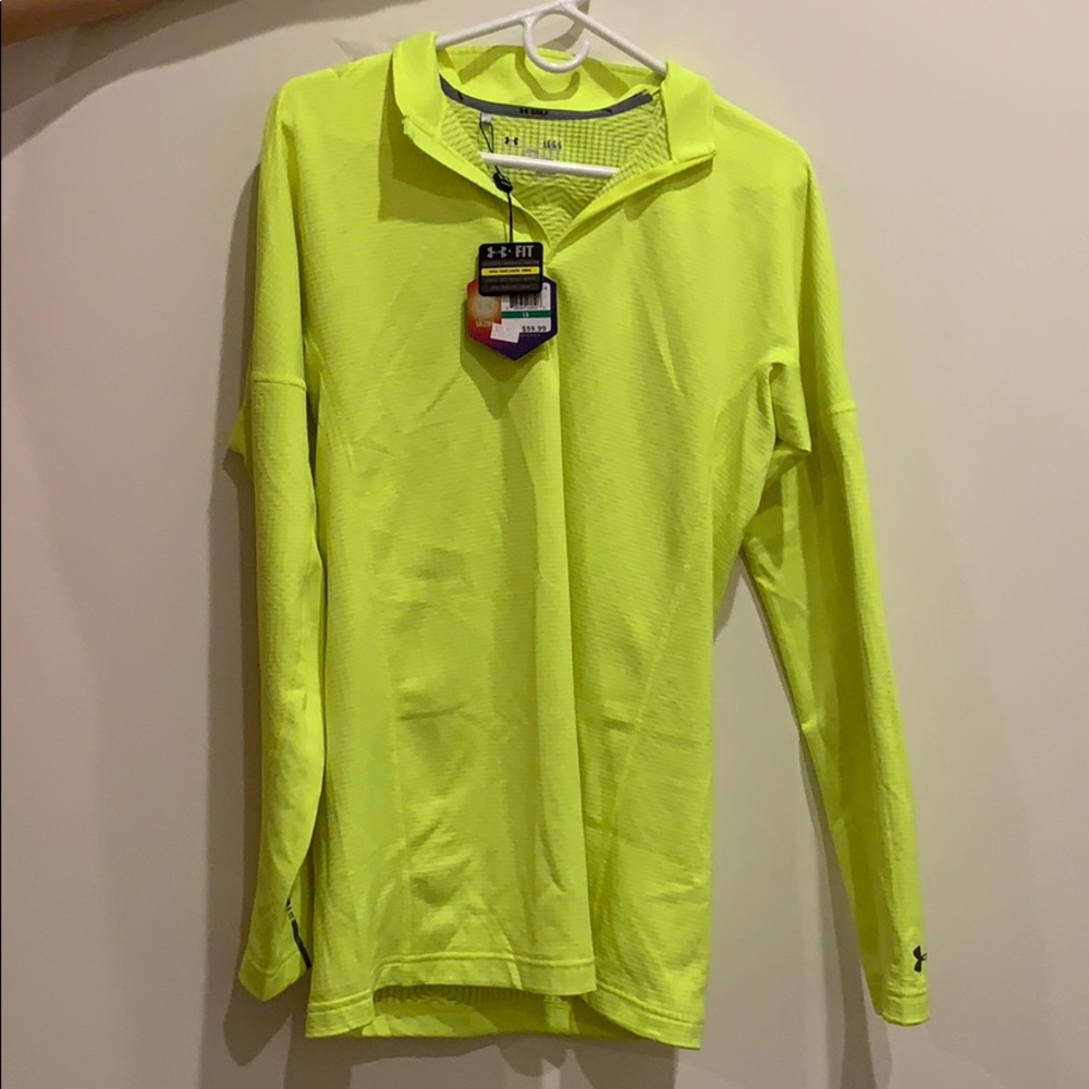 Neon Yellow Golf Fitted Collared Sweatshirt